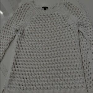 Talbots White Crew Neck Sweater with Textured Knit